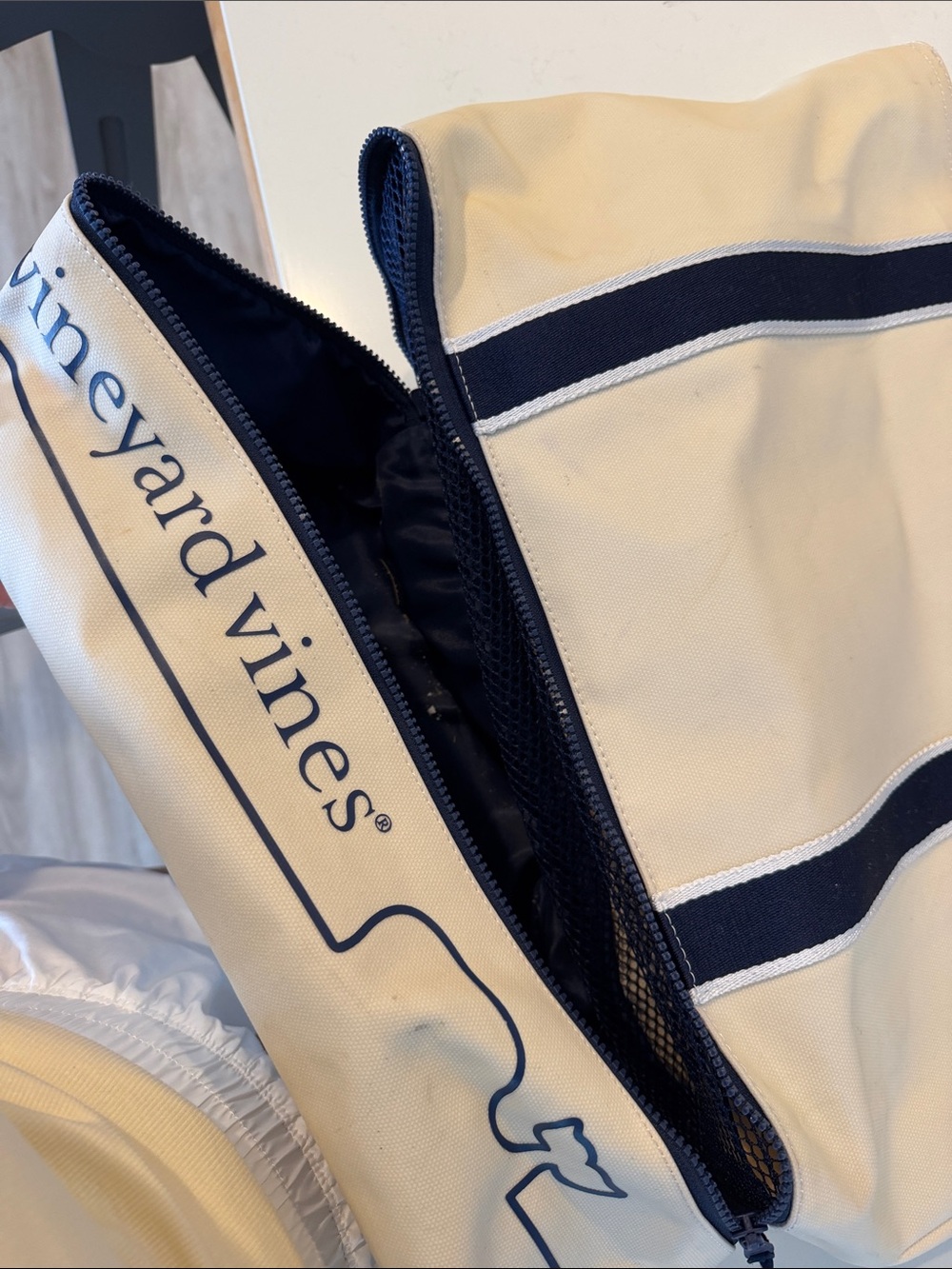 Vineyard Vines Cream and Navy Canvas Tote - Picture 4 of 4